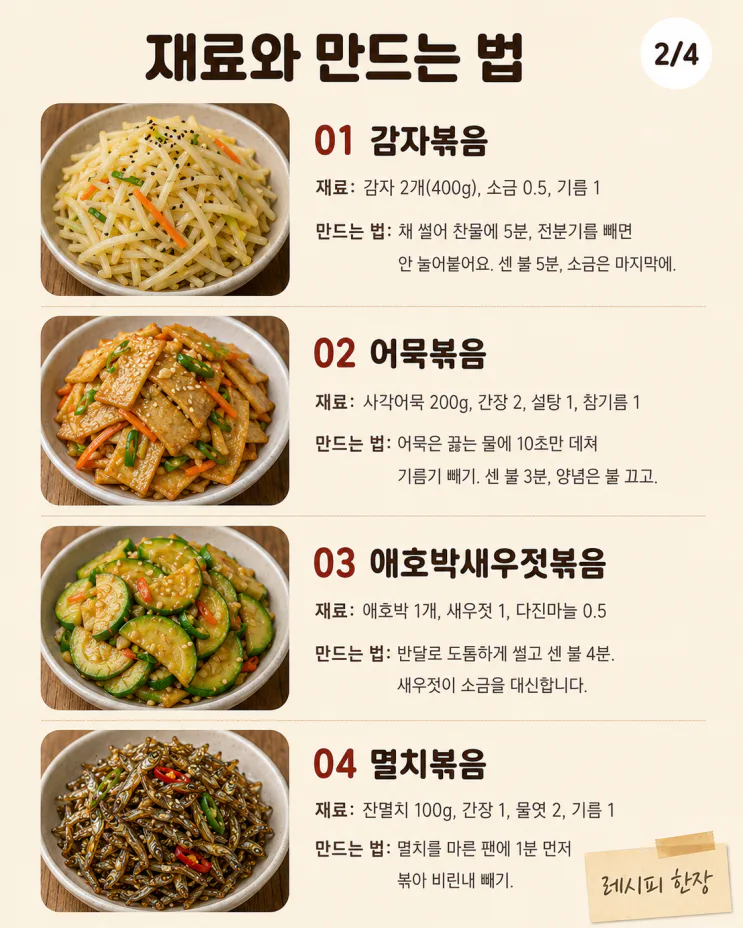볶음 반찬 12가지, 한 번 볶아 일주일 먹는 밑반찬