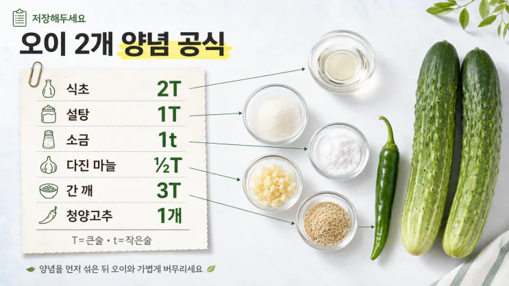 오이탕탕이 레시피, 2·1·1·3 황금비율이면 5분 반찬 끝