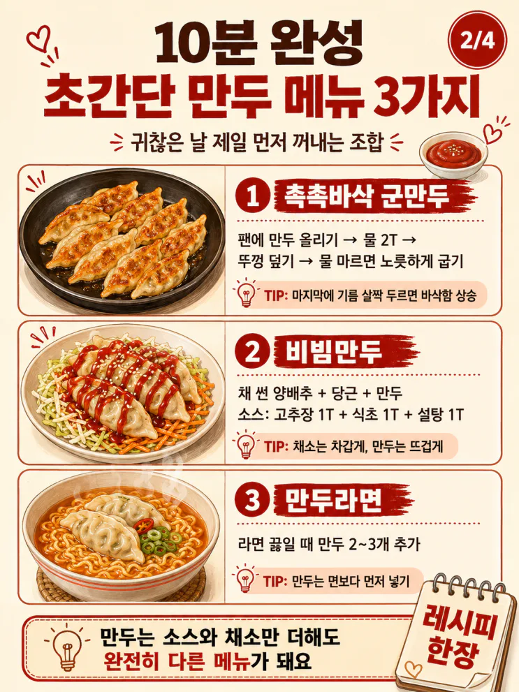 냉동만두 요리 10가지,굽기만 하지 마세요
