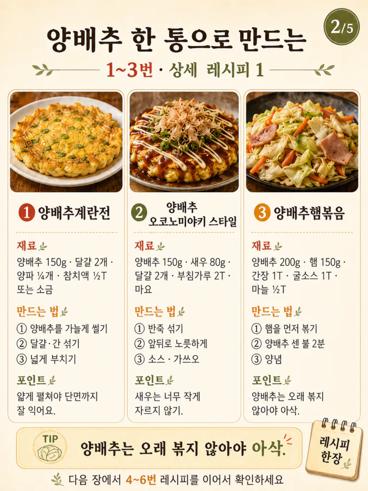 양배추 요리 12가지, 주말 한 끼 가볍게 끝내는 법