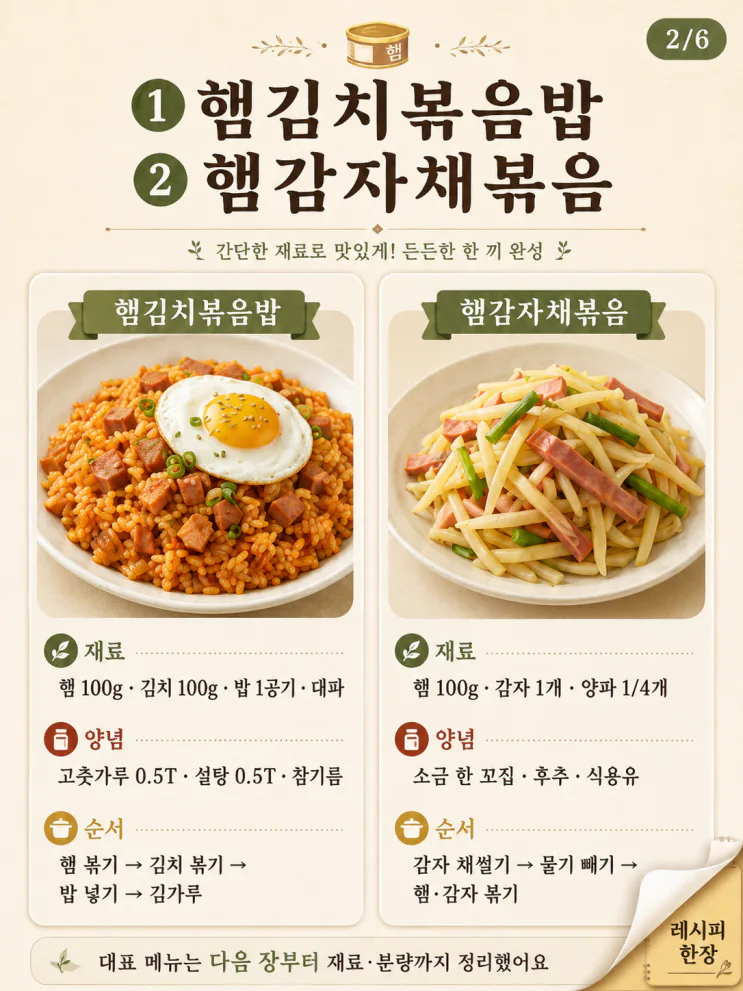 햄 요리 10가지, 한 캔 사면 10분 집밥이 달라져요