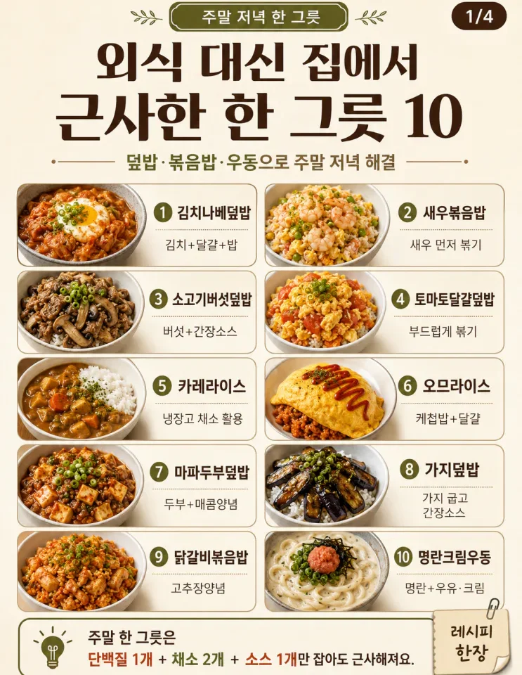 한 그릇 요리 10가지 — 외식 대신 주말 집밥