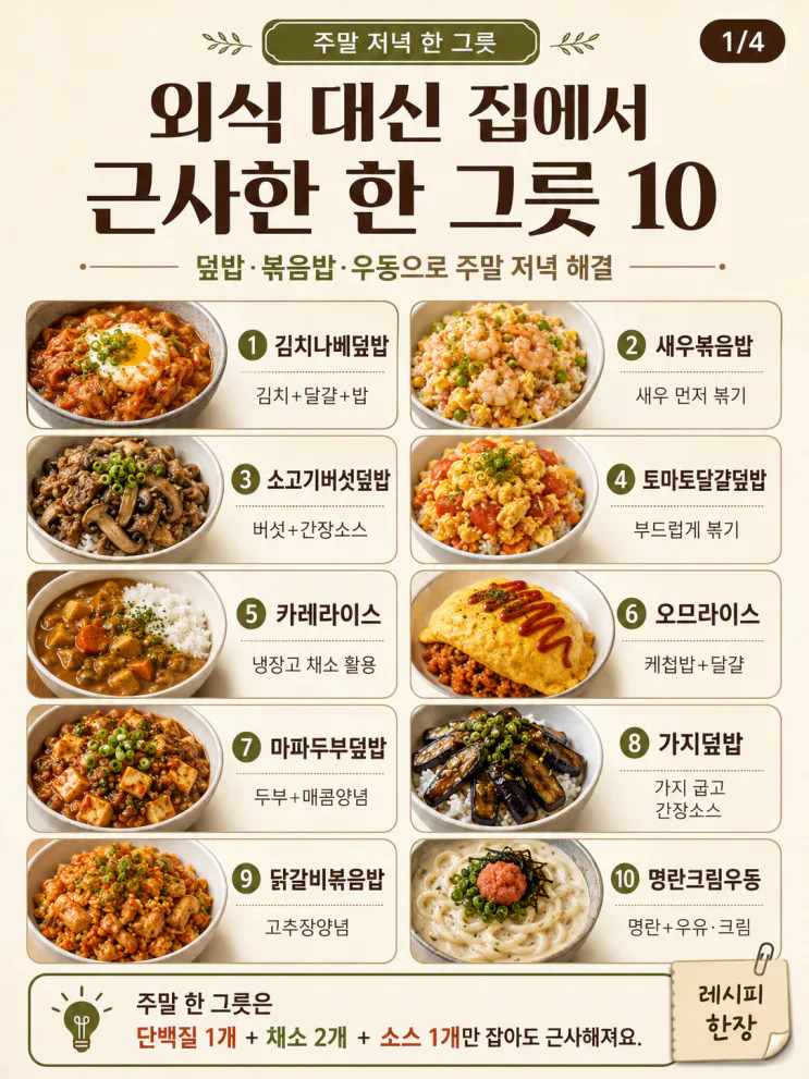 한 그릇 요리 10가지 — 외식 대신 주말 집밥