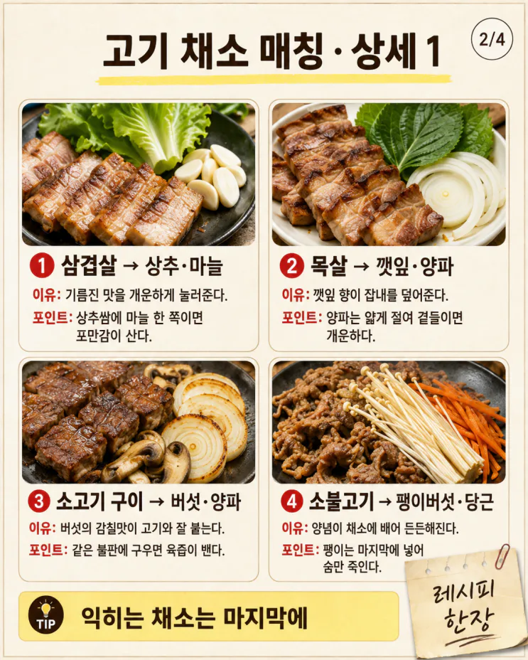 고기랑 찰떡인 채소 매칭 12가지, 포만감 가득하게