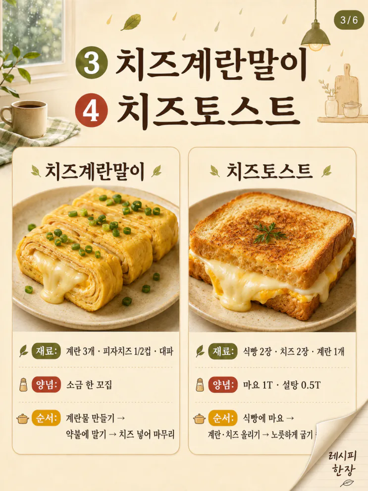 치즈 한 봉지로 만드는 비 오는 날 간식 9가지