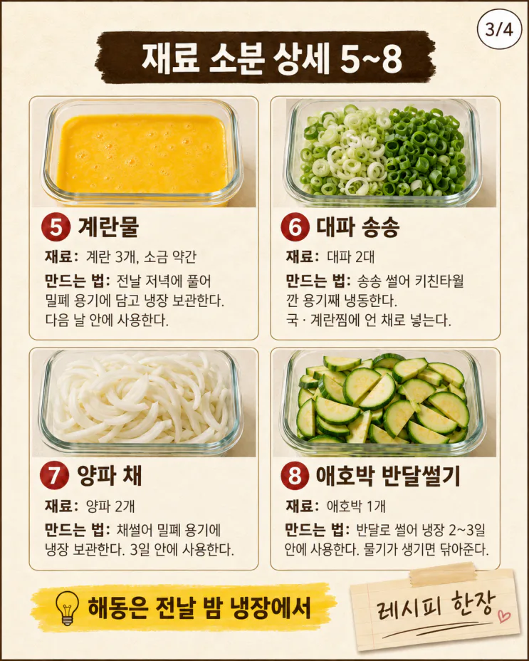 방학 점심 재료 미리 소분 10가지, 아침 고민 순삭