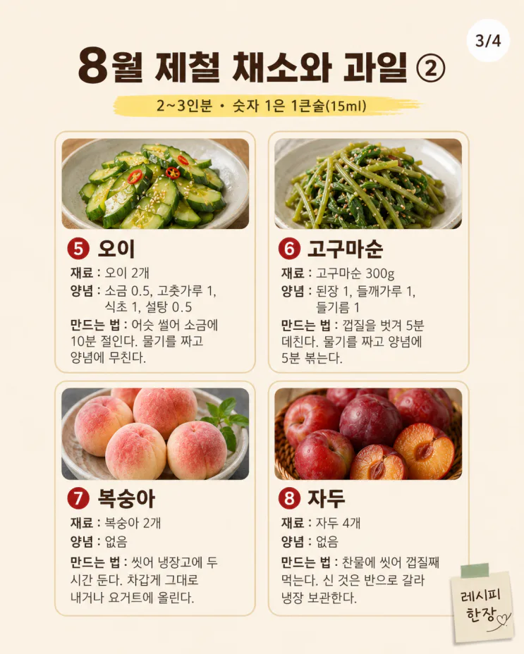 8월 제철 음식 12가지, 든든한 여름 밥상