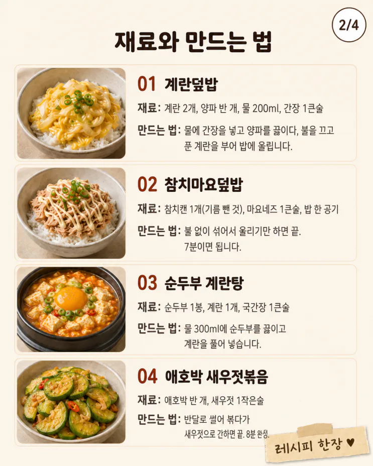 퇴근 하고 10분, 식당 저녁 안 부러운 12가지