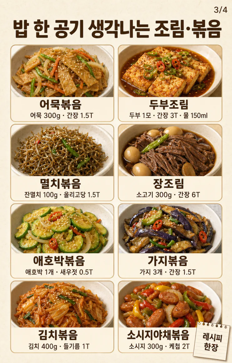 엄마가 자주 해주던 반찬 20가지 — 익숙해서 더 맛있는 집밥