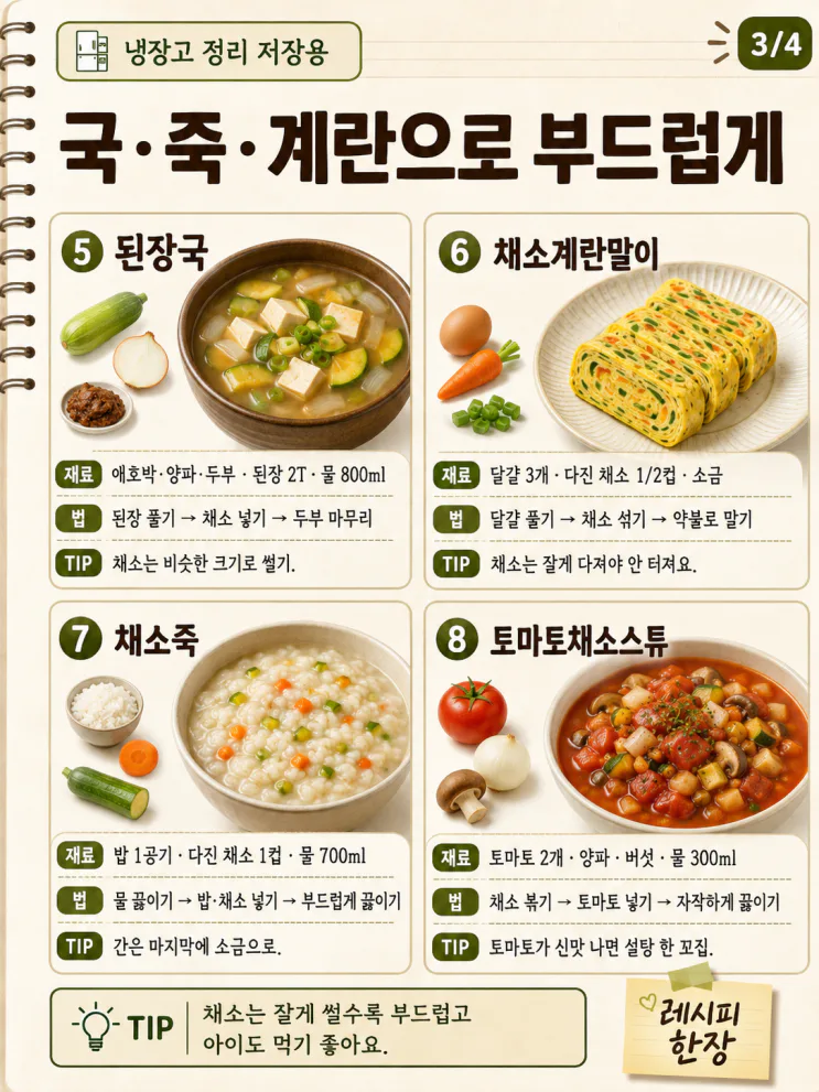 남은 채소 활용법 — 버리지 말고 이렇게 12가지 레시피