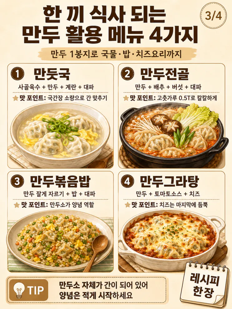 냉동만두 요리 10가지,굽기만 하지 마세요