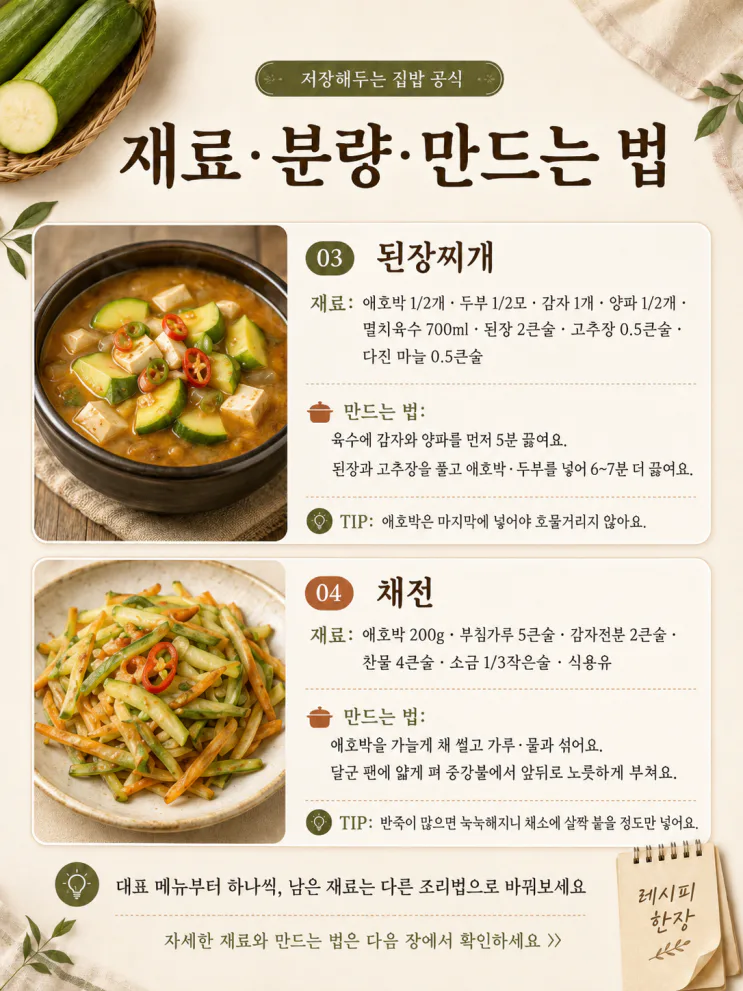 애호박 요리 10가지 — 찌개 넣고 남은 반쪽까지 쓰는 여름 집밥