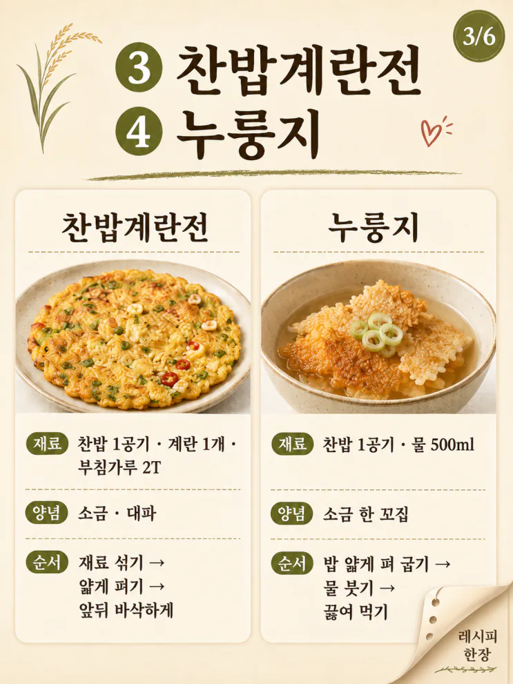 찬밥 요리 9가지 — 남은 밥 한 공기 살리는 든든한 한 끼