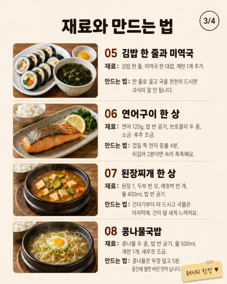 40대 이후 점심 12가지, 오후가 안 처지는 한 끼