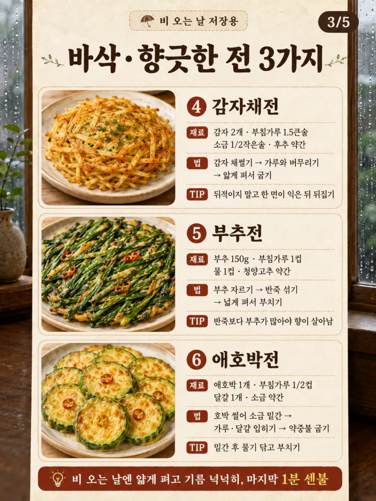 비오는날 전 부침개 12가지, 김치전만 하지 마세요