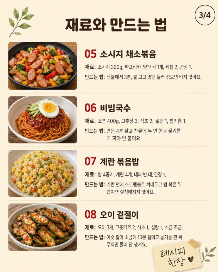 휴가철 밥상 10가지, 펜션에서 짐 덜고 차리는 메뉴