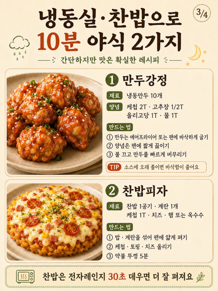 야식 메뉴 8가지 —라면 말고 10분 밤참
