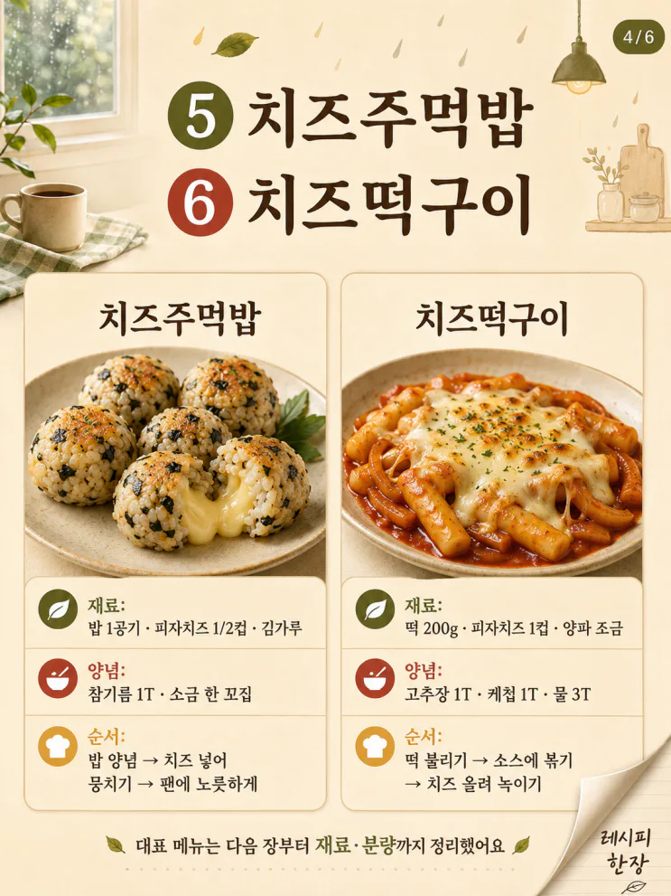 치즈 한 봉지로 만드는 비 오는 날 간식 9가지