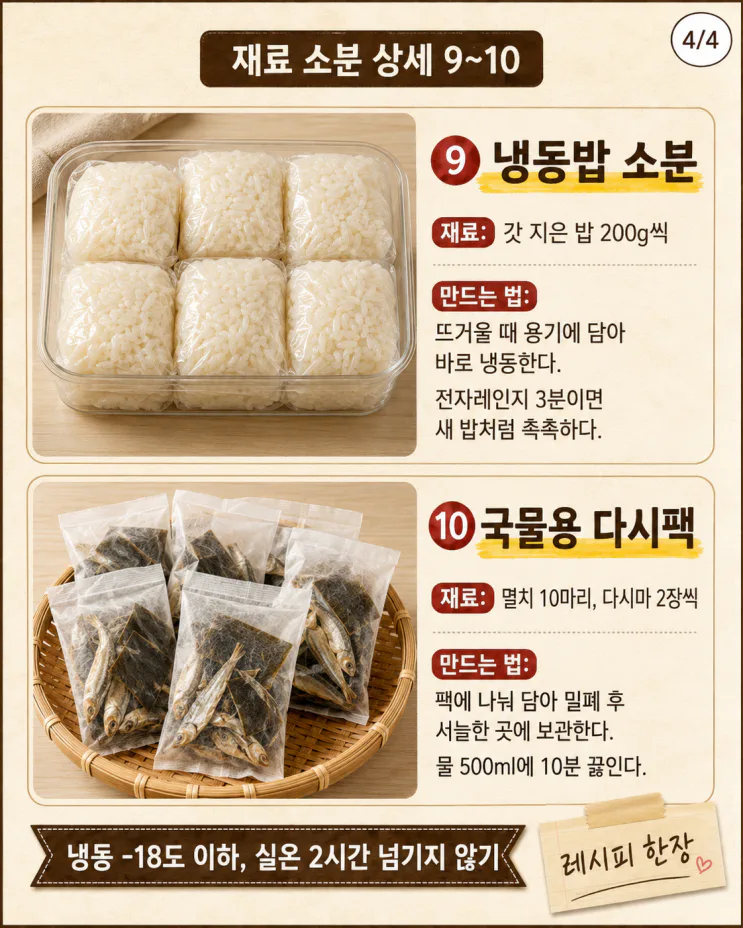 방학 점심 재료 미리 소분 10가지, 아침 고민 순삭