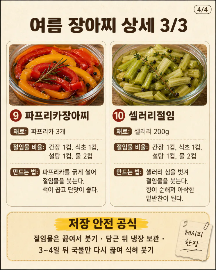 여름 장아찌·절임 10가지, 저장용 밑반찬