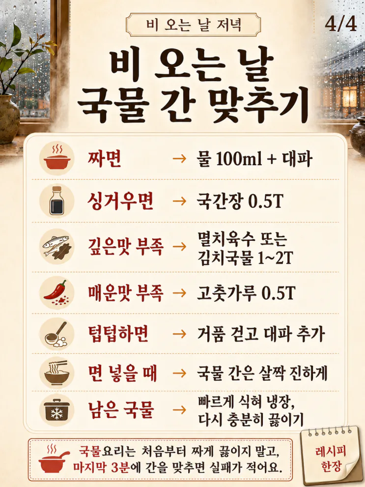 비 오는 날 국물요리 10가지 — 냉장고 재료로 끓이는 저녁 한 냄비