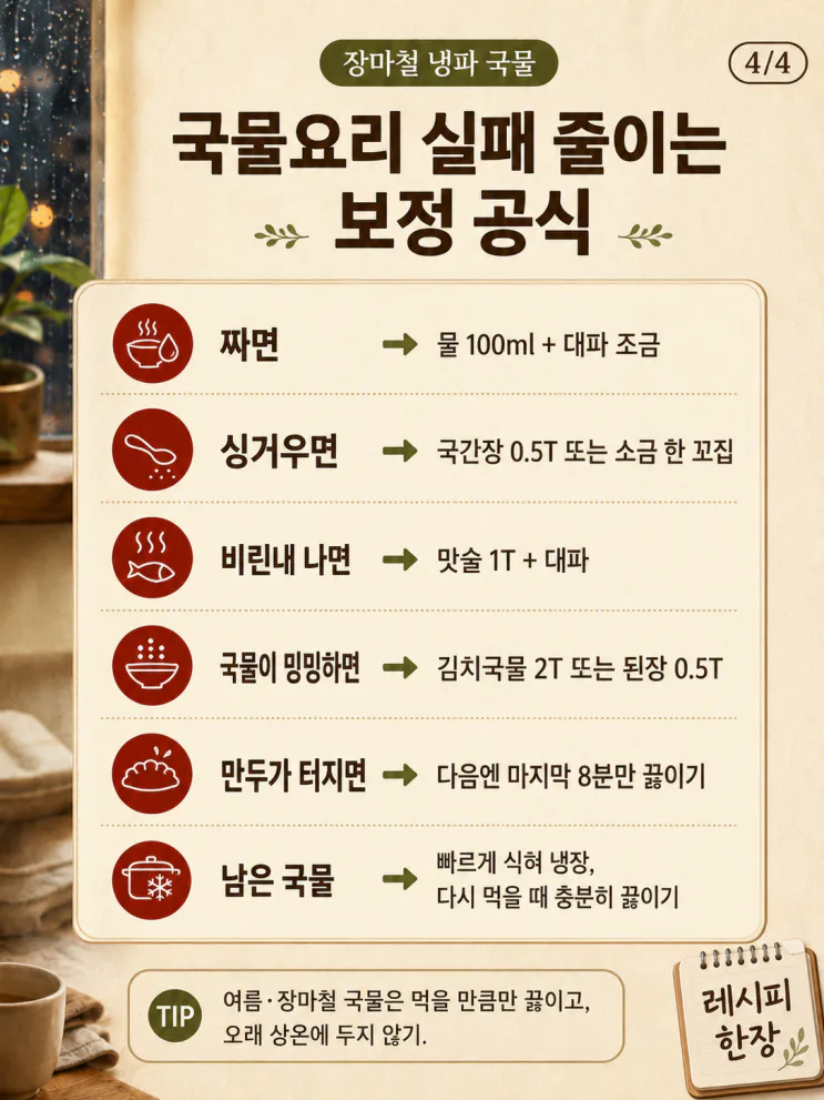 장마철 국물요리, 냉동실 재료로 바로 끓이는 저녁 10가지