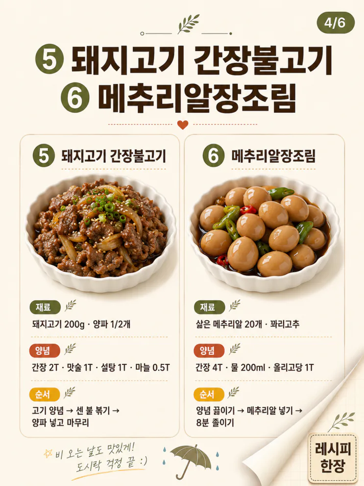 장마철 도시락 반찬 10가지, 덜 새고 덜 물러지는 조합