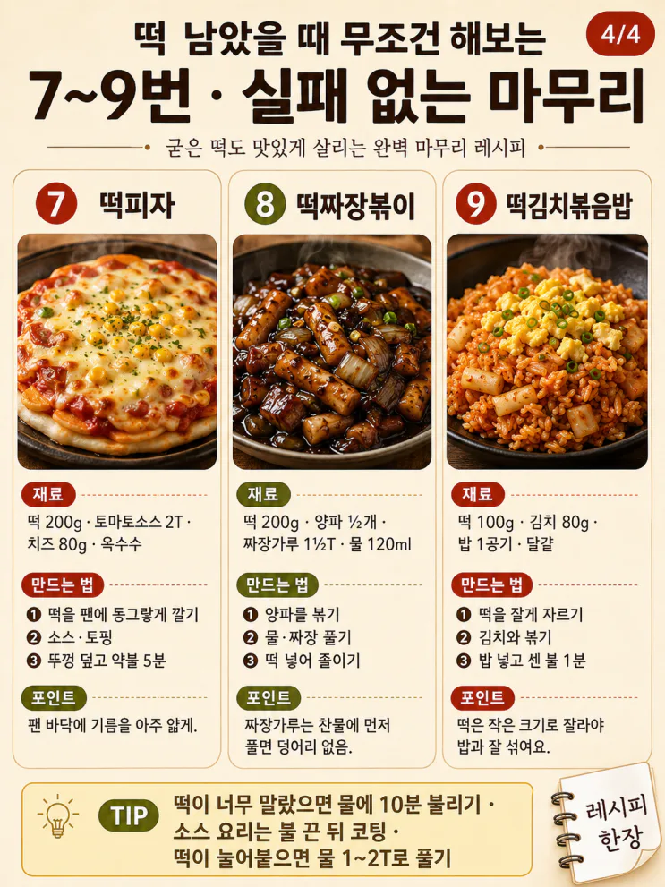 떡볶이떡 요리 9가지 — 남은 떡을 살리는 변신 메뉴 9가지