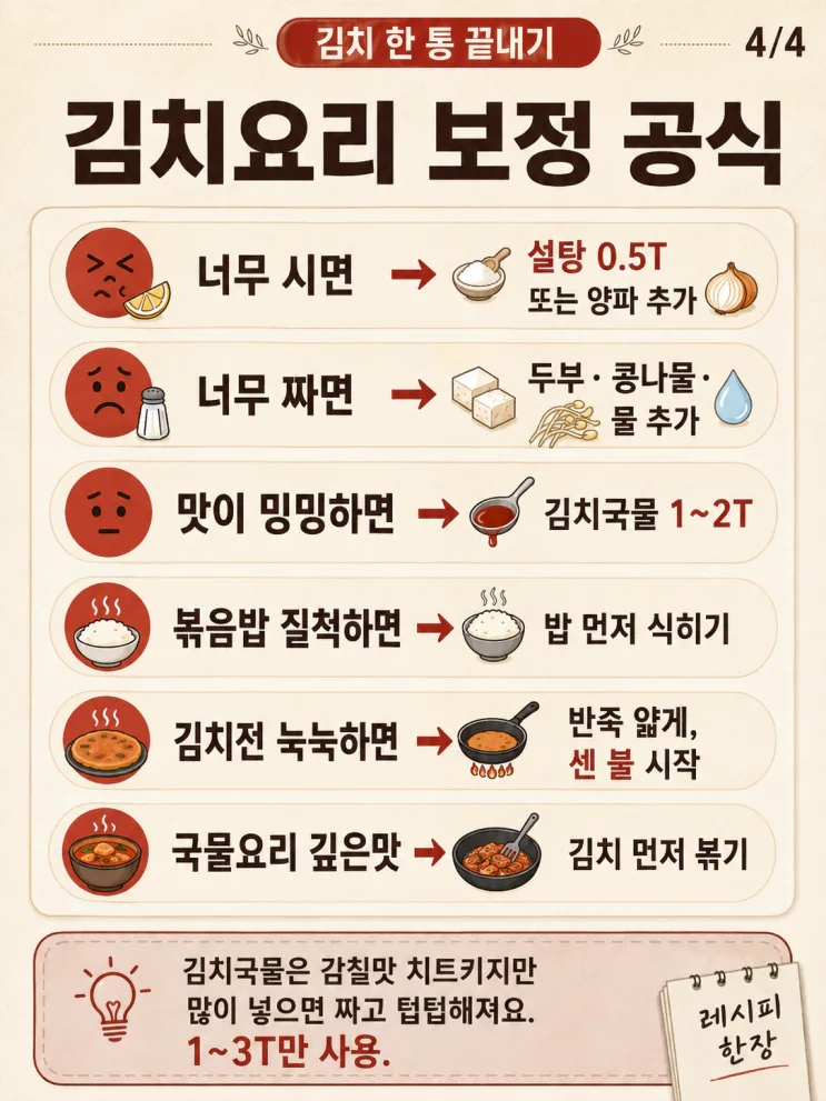 김치 요리 12가지 — 한 통 남았을 때 끝까지 맛있게