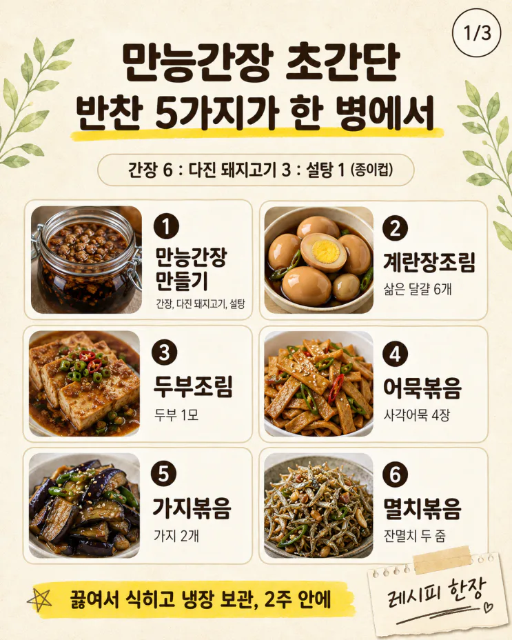 만능간장 초간단, 반찬 5가지가 한 병에서 나와요