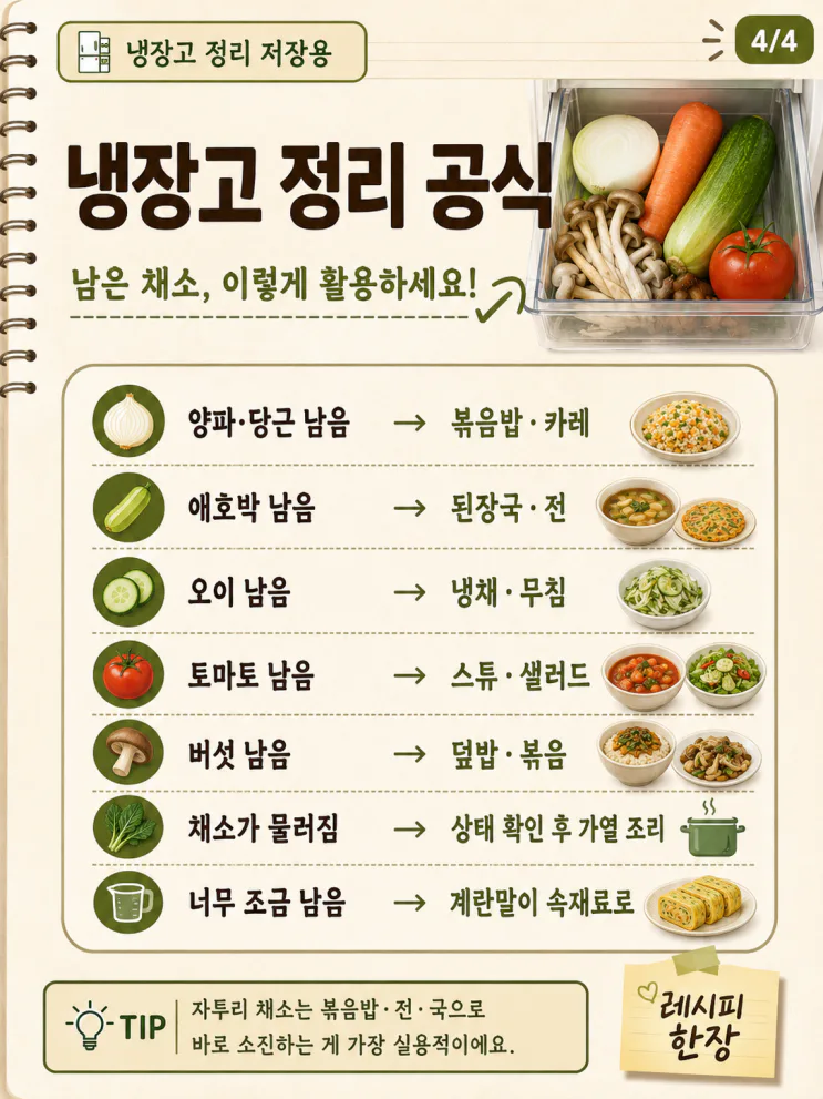 남은 채소 활용법 — 버리지 말고 이렇게 12가지 레시피