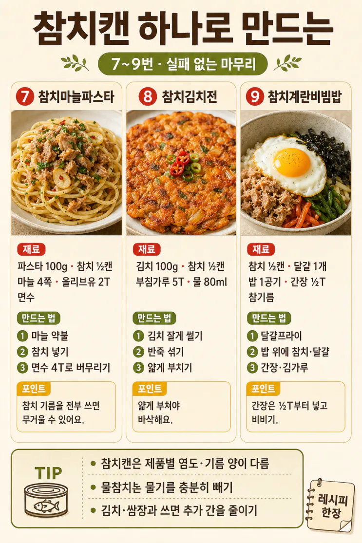 참치캔 요리법 — 밥 한 공기 순삭하는 9가지(저장용)