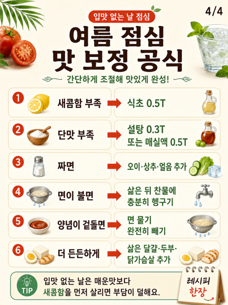 여름 점심 메뉴 12가지, 입맛 없을 때 새콤하게