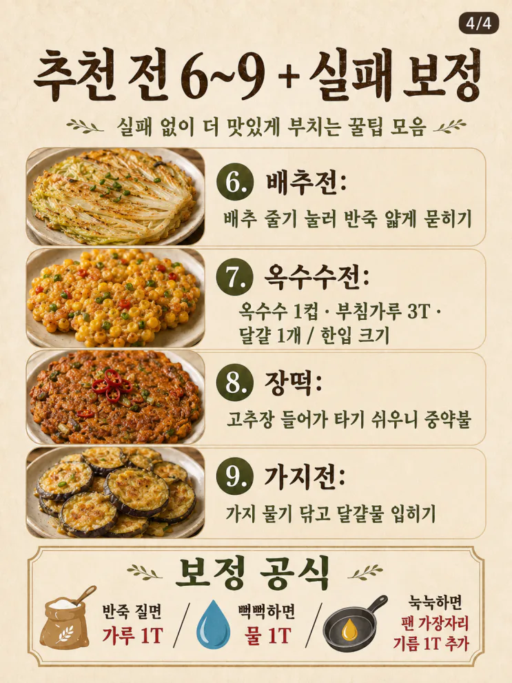 전 부침개 바삭하게 굽는 법 — 눅눅함 금지 바삭전 9가지