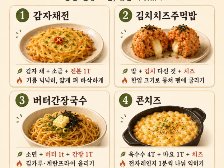 야식 메뉴 8가지 —라면 말고 10분 밤참