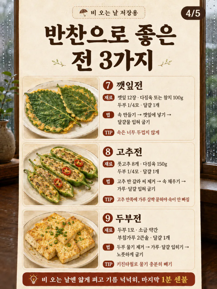 비오는날 전 부침개 12가지, 김치전만 하지 마세요