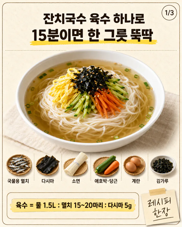 잔치국수 육수 하나로, 15분이면 한 그릇 뚝딱 레시피