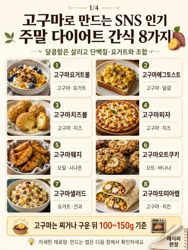 고구마 다이어트 간식 — 주말에 돌려 먹는 8가지
