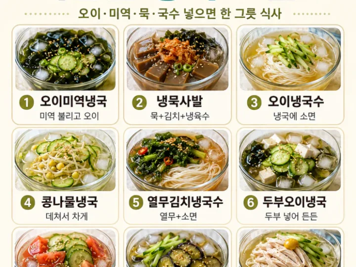 여름 냉국 9가지, 반찬 없어도 한 끼 되는 시원한 조합