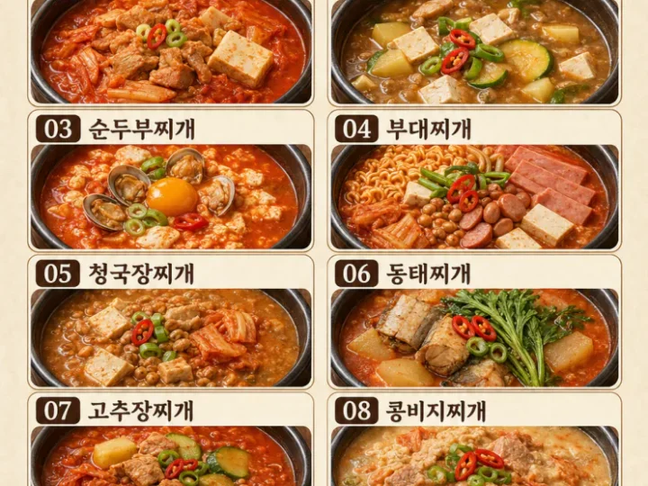 백반집 인기 찌개 10가지 — 밥 한 공기 비우는 단골 메뉴