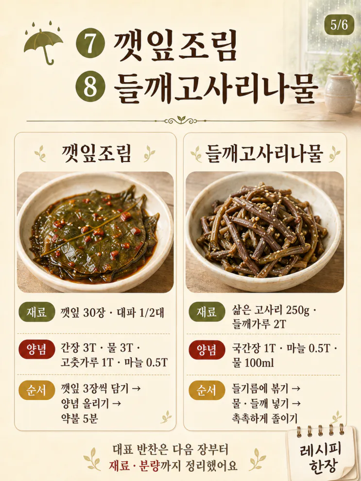 비 예보 있으면 미리 만드는 3일 밑반찬 10가지