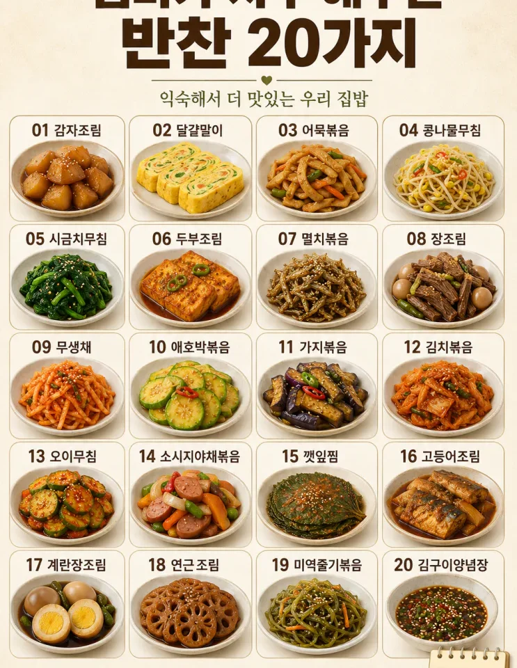 엄마가 자주 해주던 반찬 20가지 — 익숙해서 더 맛있는 집밥