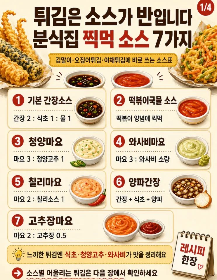 튀김 소스 황금비율 7가지,사 먹을 필요 없어요