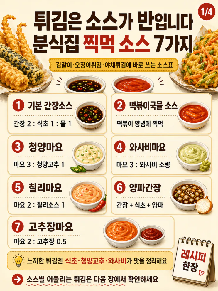 튀김 소스 황금비율 7가지,사 먹을 필요 없어요