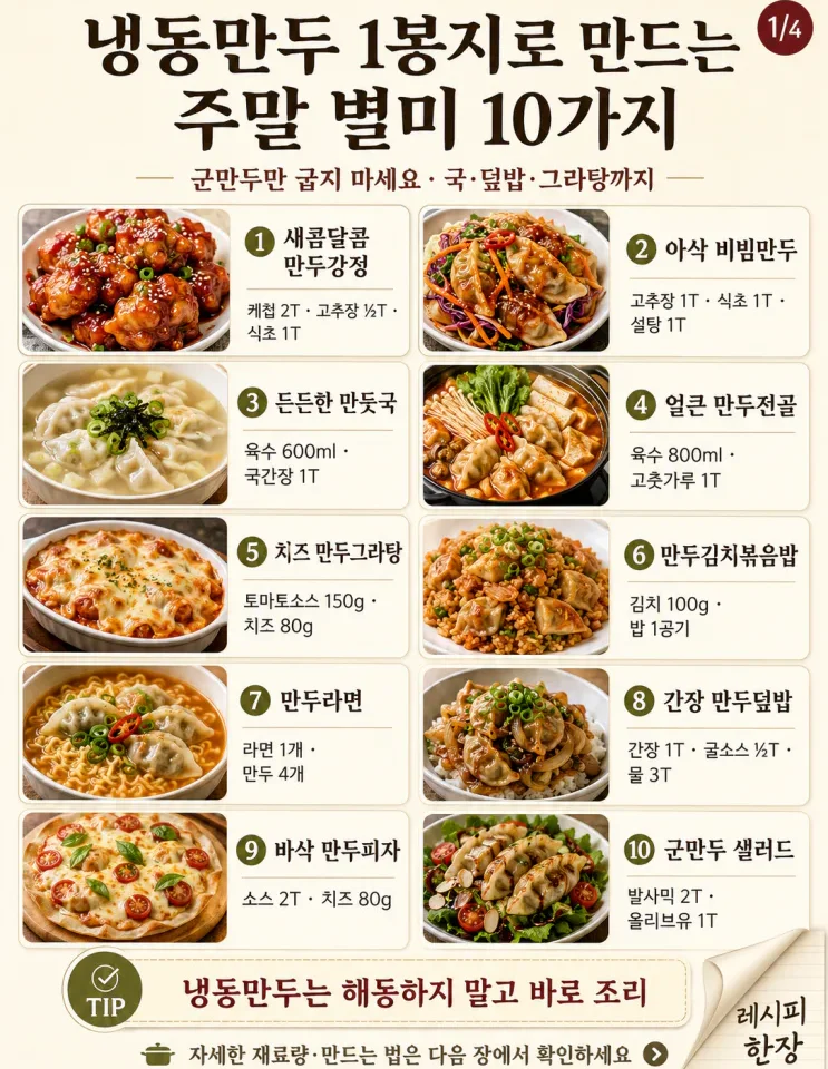 냉동만두 소스 황금비율 10가지, 이표만 저장하세요