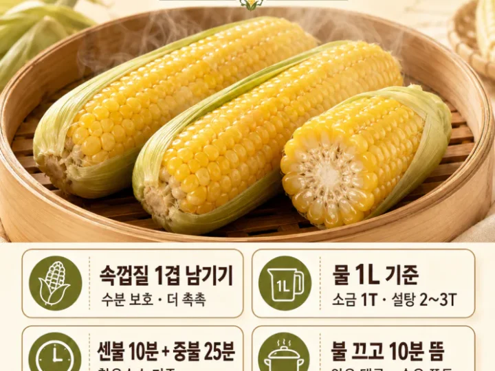 찰옥수수 삶는법 시간, 알 안 퍼지는 45분 공식 (+냉동보관)