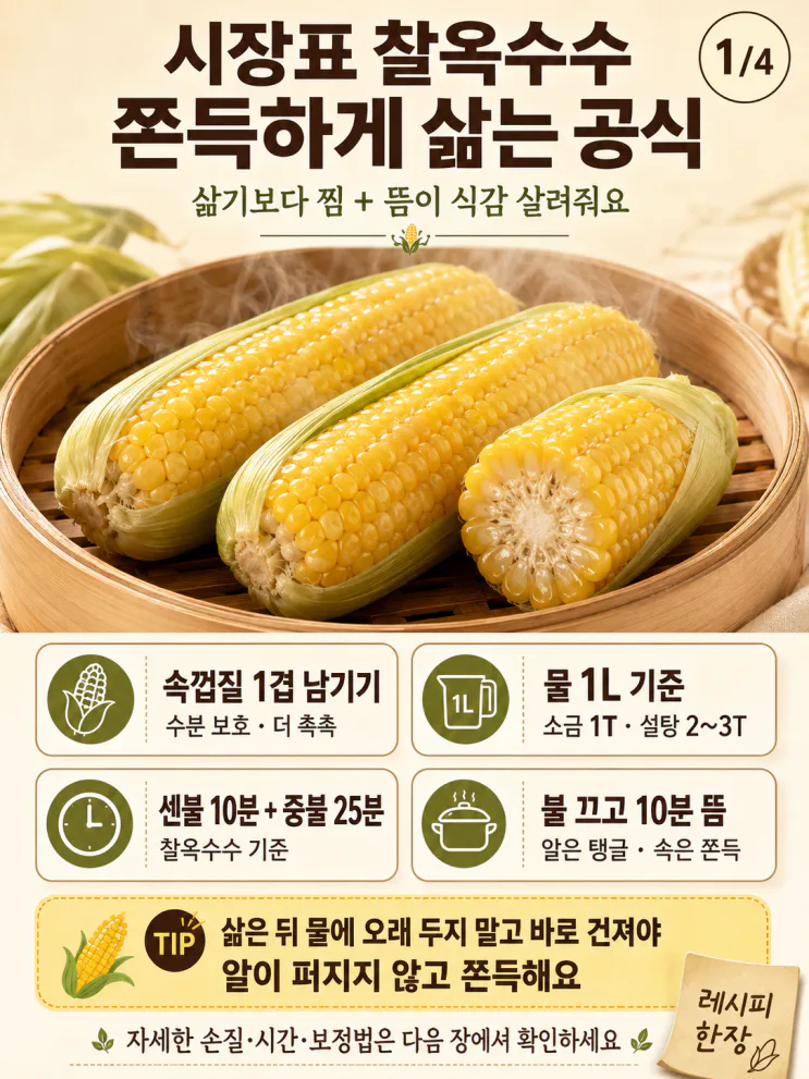 찰옥수수 삶는법 시간, 알 안 퍼지는 45분 공식 (+냉동보관)