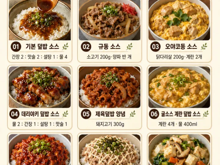 덮밥 소스 황금비율 9가지, 밥만 있으면 끝나는 공식