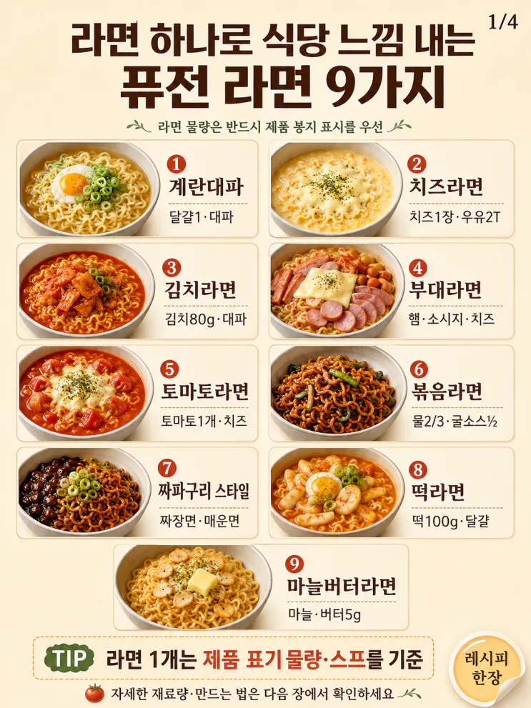 라면 맛있게 끓이는 법 — 식당 느낌 내는 퓨전 9가지