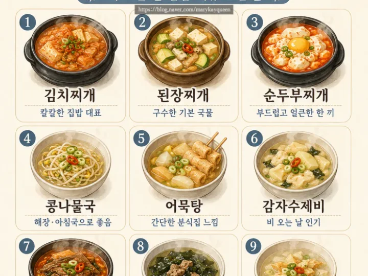 장마철 국물요리 9가지, 비 오는 날 집밥 메뉴 고민 끝